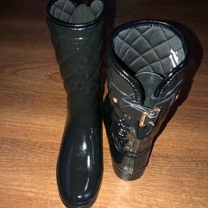 hunter refined gloss quilted short boots